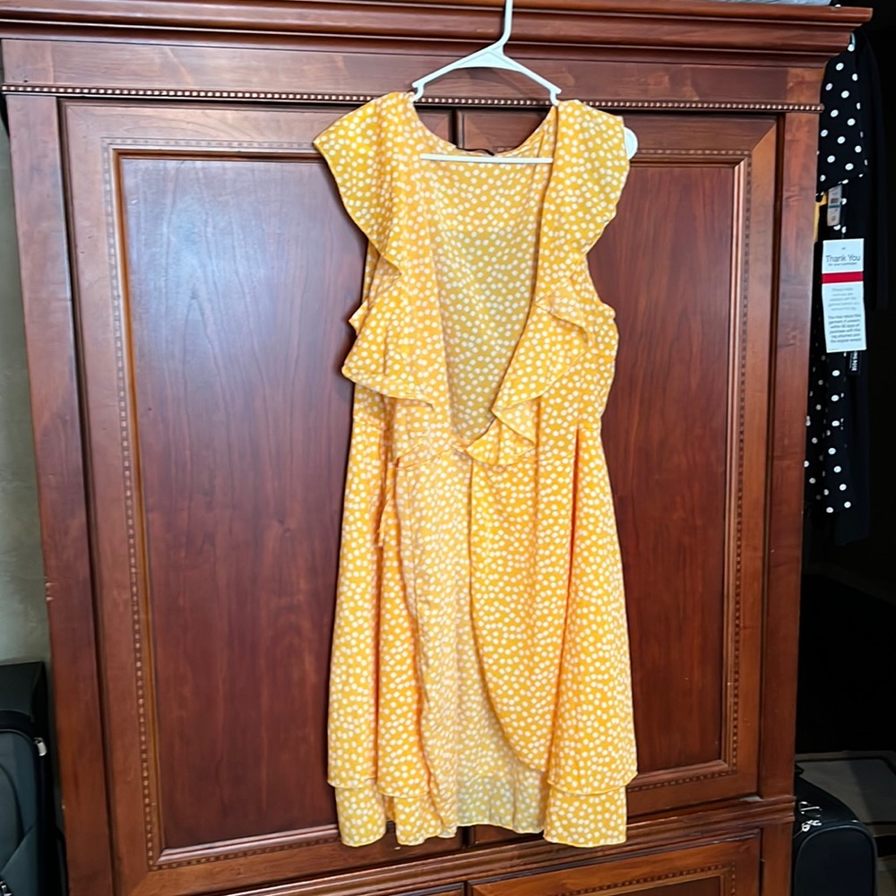 Yellow flower wrap dress